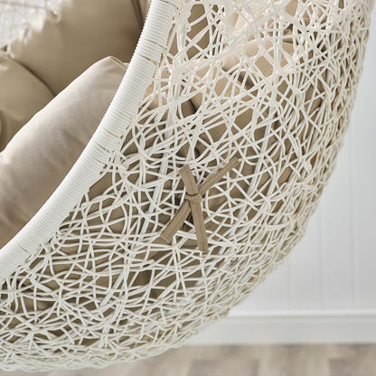 Hide Outdoor Patio Swing Chair With Stand in White Mocha by Modway (2273)