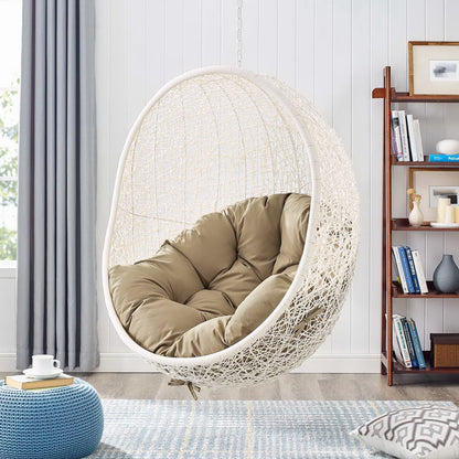 Hide Outdoor Patio Swing Chair With Stand in White Mocha by Modway (2273)