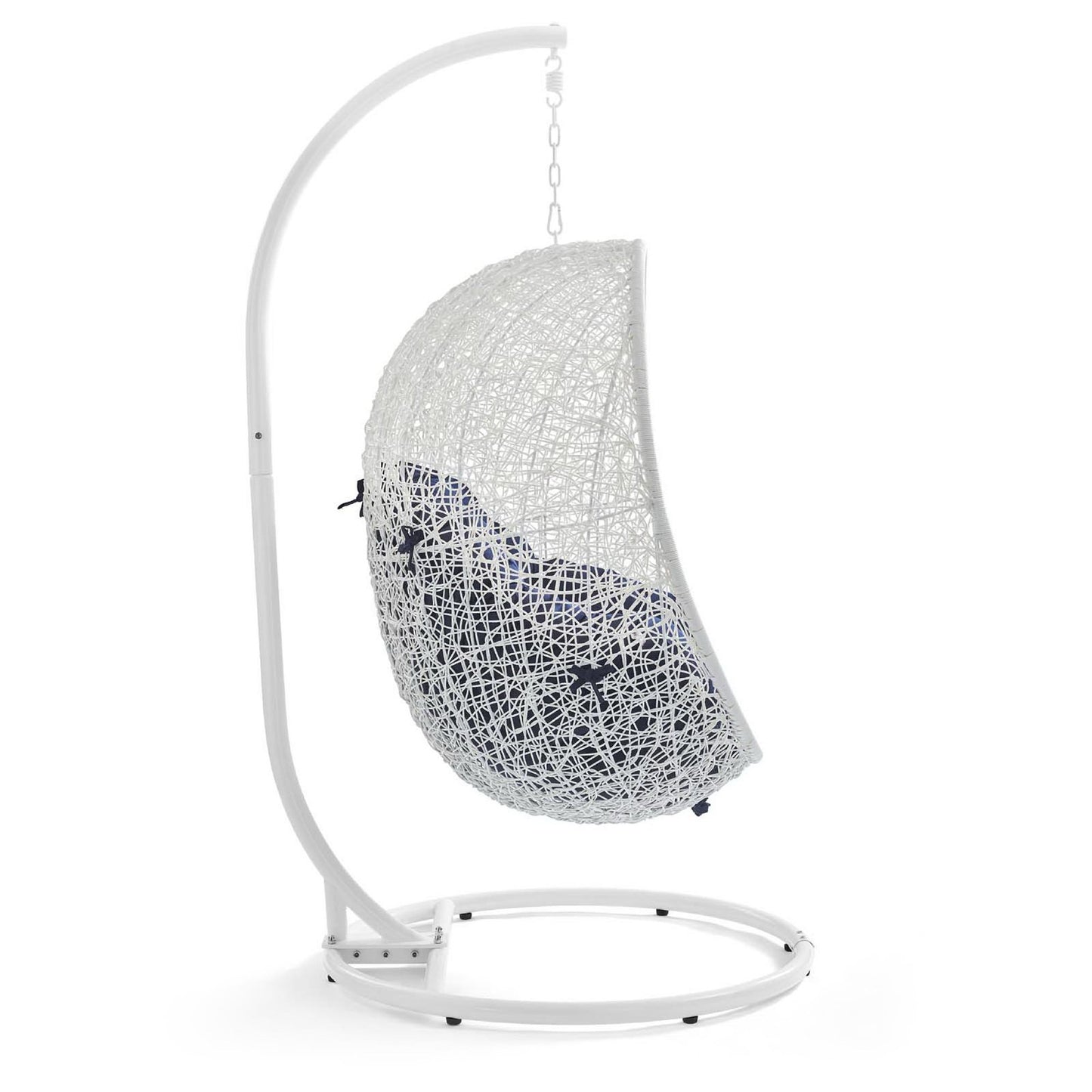 Hide Outdoor Patio Swing Chair With Stand in White Navy by Modway (2273)