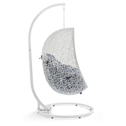 Hide Outdoor Patio Swing Chair With Stand in White Navy by Modway (2273)
