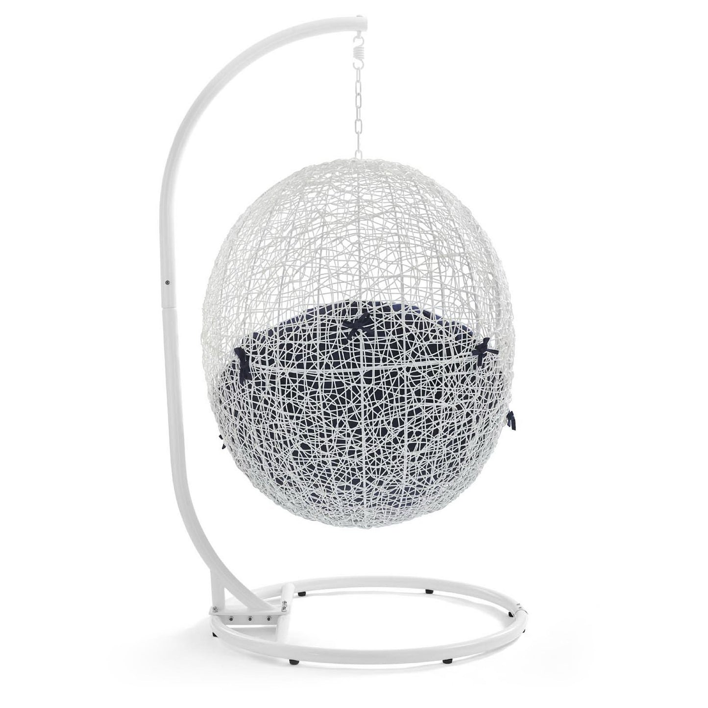 Hide Outdoor Patio Swing Chair With Stand in White Navy by Modway (2273)