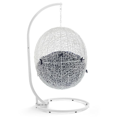 Hide Outdoor Patio Swing Chair With Stand in White Navy by Modway (2273)