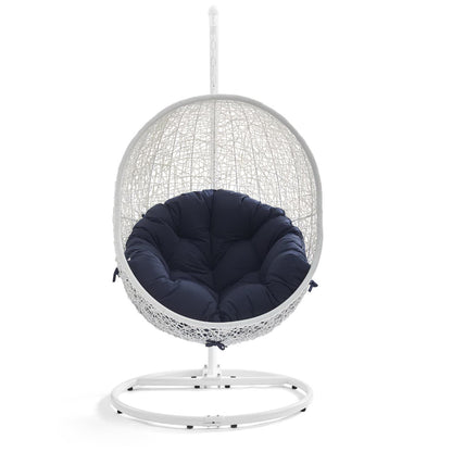 Hide Outdoor Patio Swing Chair With Stand in White Navy by Modway (2273)
