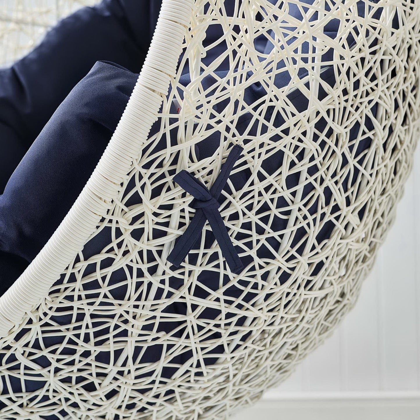 Hide Outdoor Patio Swing Chair With Stand in White Navy by Modway (2273)