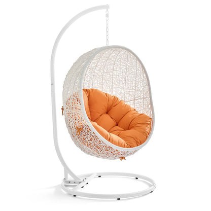 Hide Outdoor Patio Swing Chair With Stand in White Orange by Modway (2273)