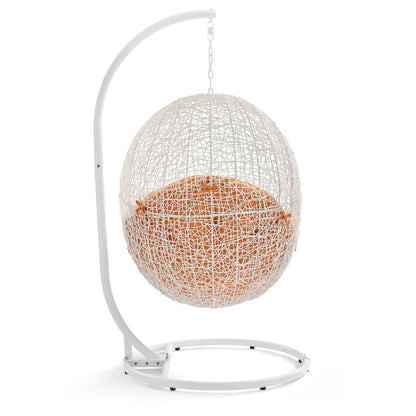 Hide Outdoor Patio Swing Chair With Stand in White Orange by Modway (2273)