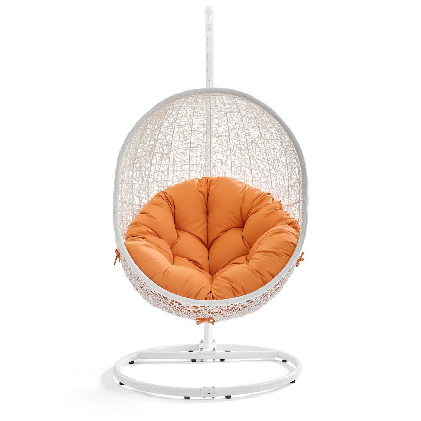 Hide Outdoor Patio Swing Chair With Stand in White Orange by Modway (2273)