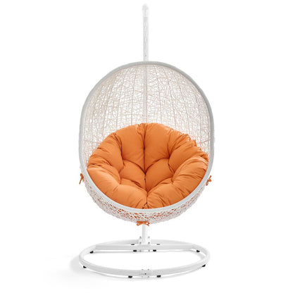 Hide Outdoor Patio Swing Chair With Stand in White Orange by Modway (2273)
