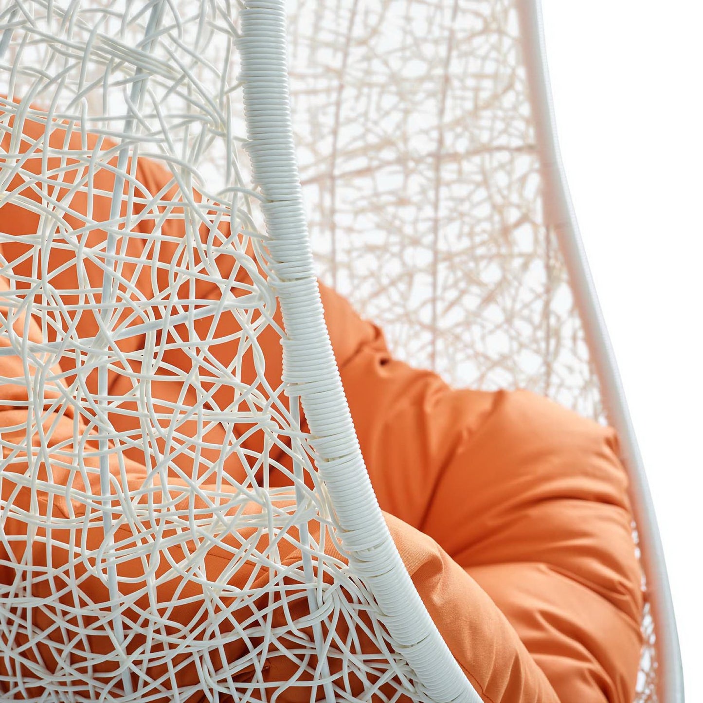 Hide Outdoor Patio Swing Chair With Stand in White Orange by Modway (2273)