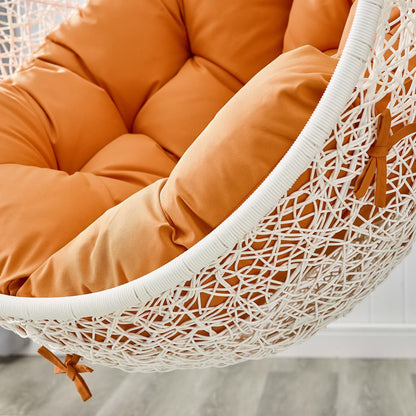 Hide Outdoor Patio Swing Chair With Stand in White Orange by Modway (2273)