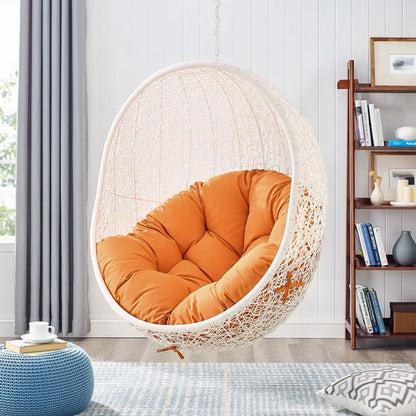 Hide Outdoor Patio Swing Chair With Stand in White Orange by Modway (2273)