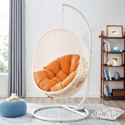 Hide Outdoor Patio Swing Chair With Stand in White Orange by Modway (2273)