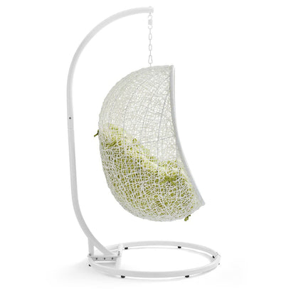 Hide Outdoor Patio Swing Chair With Stand in White Peridot by Modway (2273)