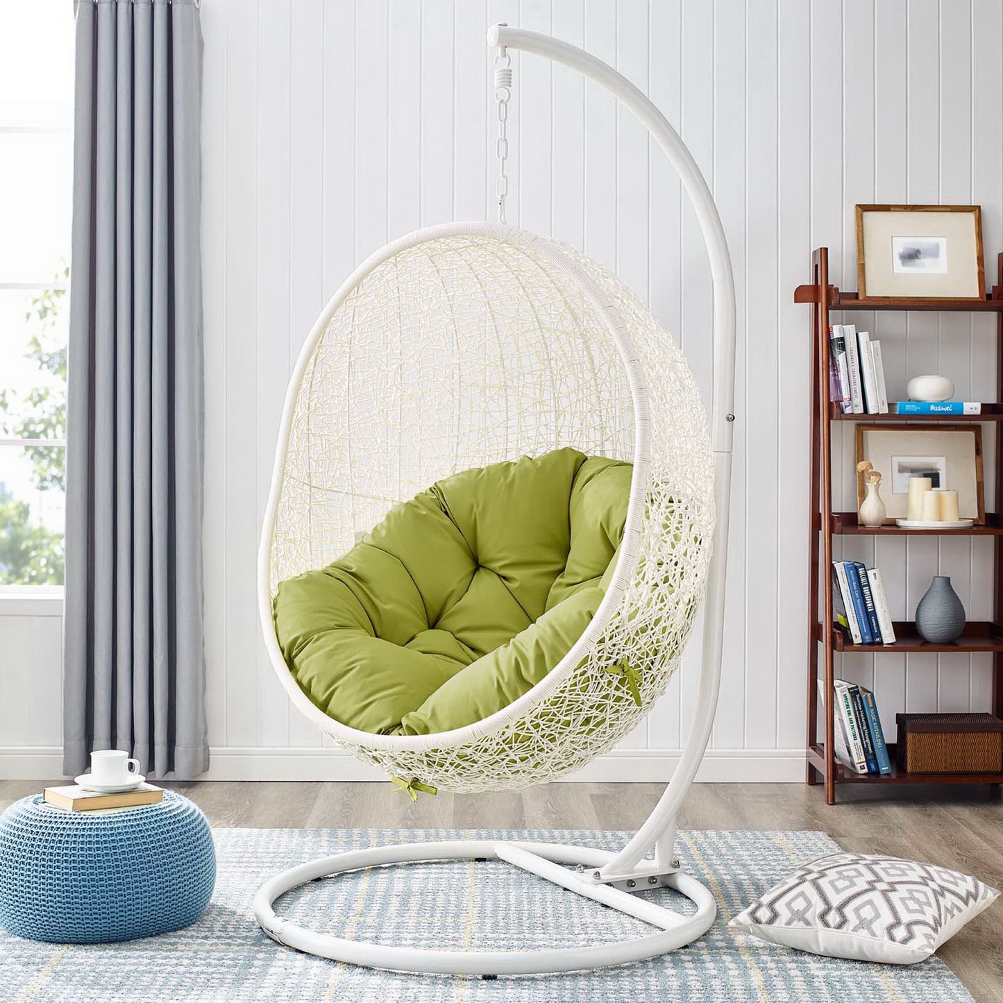 Hide Outdoor Patio Swing Chair With Stand in White Peridot by Modway (2273)