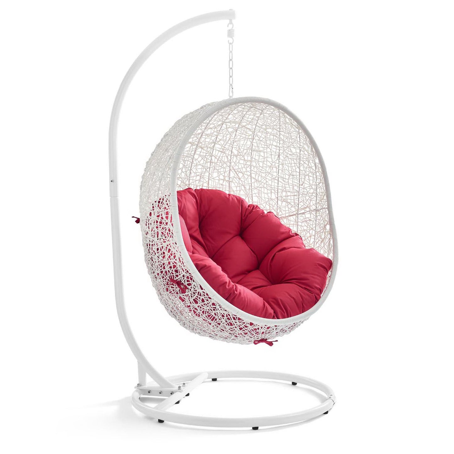 Hide Outdoor Patio Swing Chair With Stand in White Red by Modway (2273)