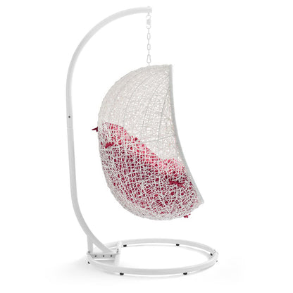 Hide Outdoor Patio Swing Chair With Stand in White Red by Modway (2273)