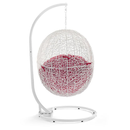Hide Outdoor Patio Swing Chair With Stand in White Red by Modway (2273)