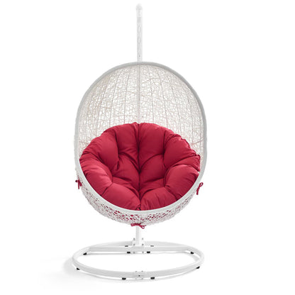 Hide Outdoor Patio Swing Chair With Stand in White Red by Modway (2273)