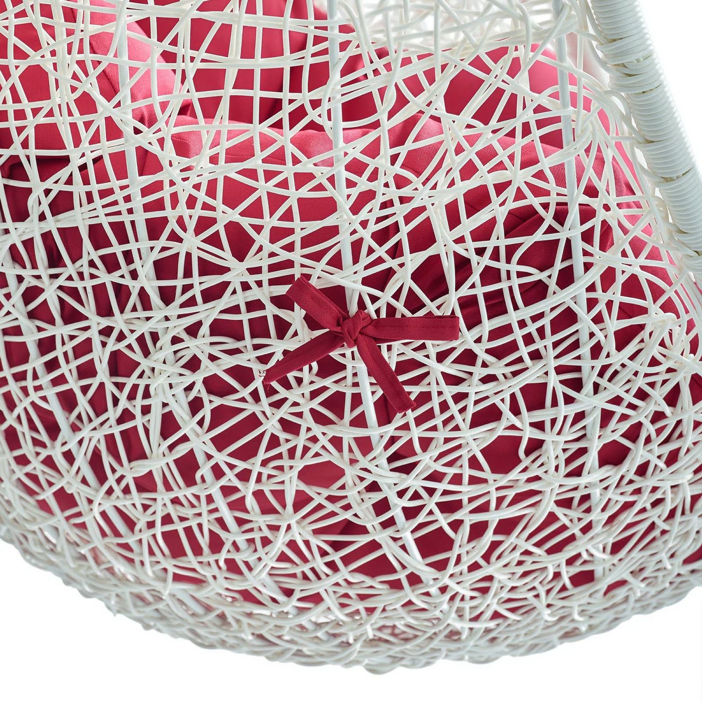 Hide Outdoor Patio Swing Chair With Stand in White Red by Modway (2273)
