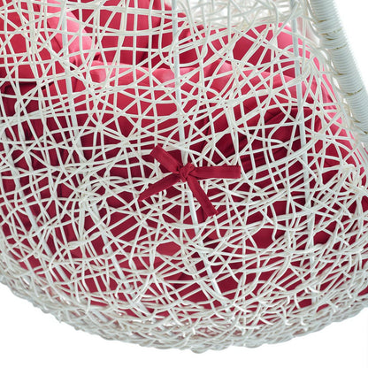 Hide Outdoor Patio Swing Chair With Stand in White Red by Modway (2273)