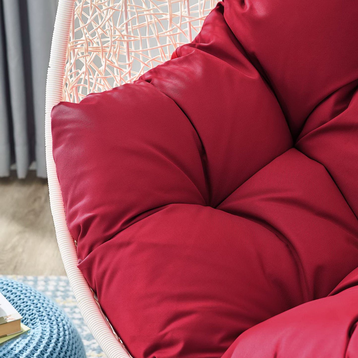 Hide Outdoor Patio Swing Chair With Stand in White Red by Modway (2273)