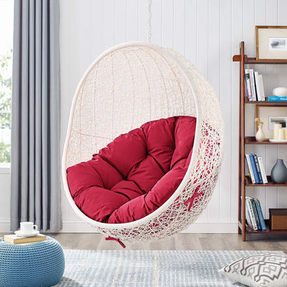 Hide Outdoor Patio Swing Chair With Stand in White Red by Modway (2273)