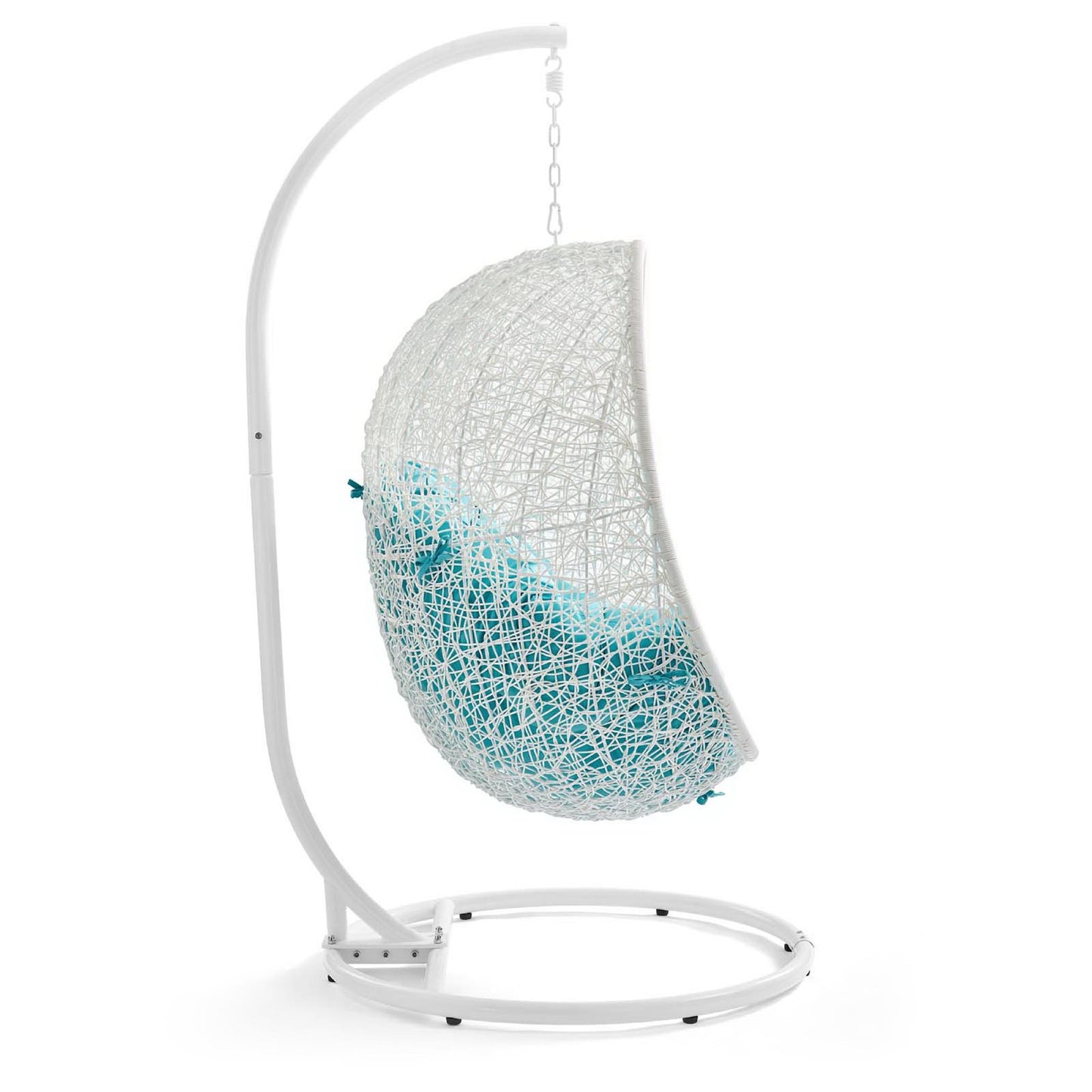 Hide Outdoor Patio Swing Chair With Stand in White Turquoise by Modway (2273)
