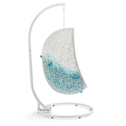 Hide Outdoor Patio Swing Chair With Stand in White Turquoise by Modway (2273)