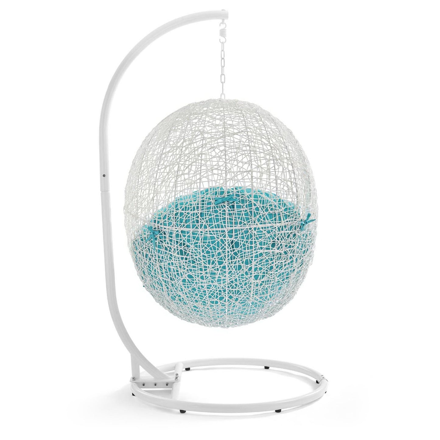 Hide Outdoor Patio Swing Chair With Stand in White Turquoise by Modway (2273)