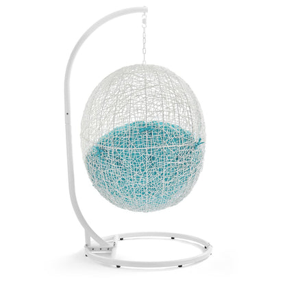 Hide Outdoor Patio Swing Chair With Stand in White Turquoise by Modway (2273)