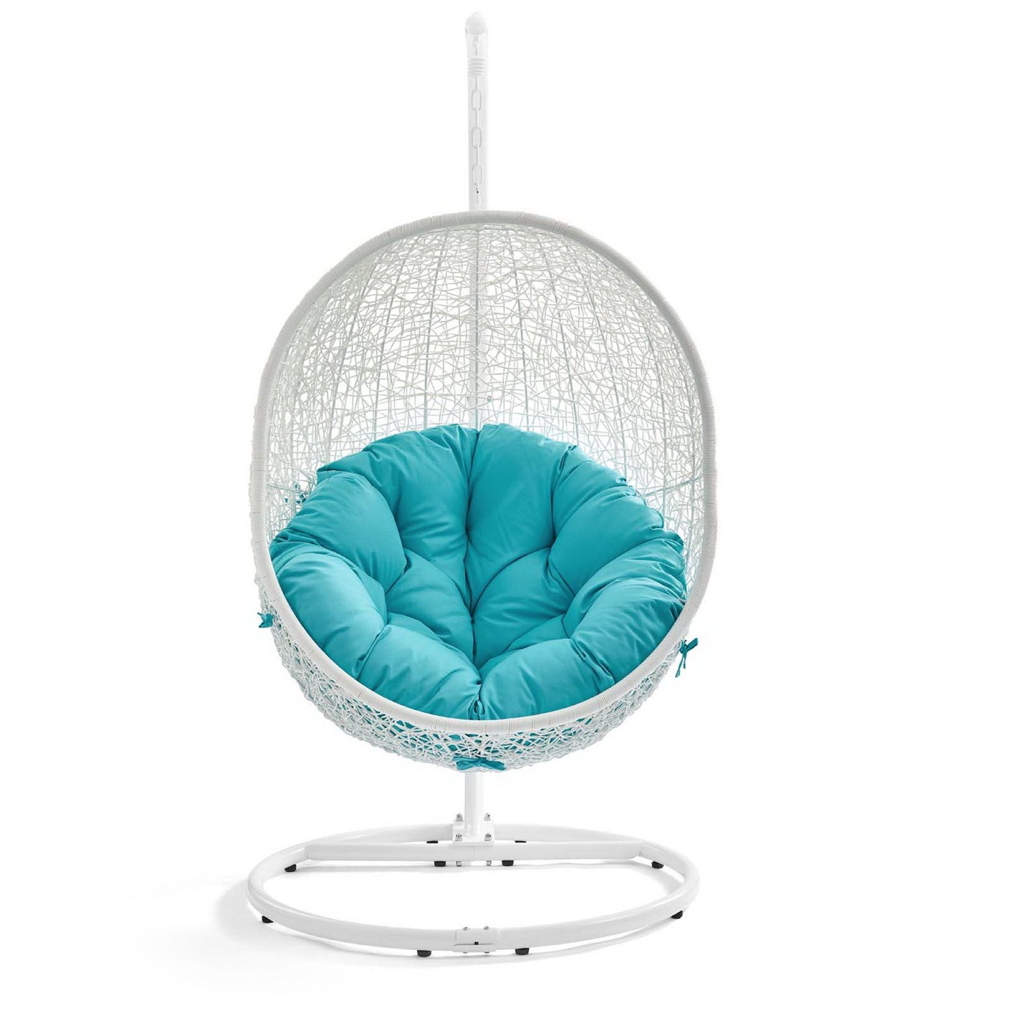 Hide Outdoor Patio Swing Chair With Stand in White Turquoise by Modway (2273)