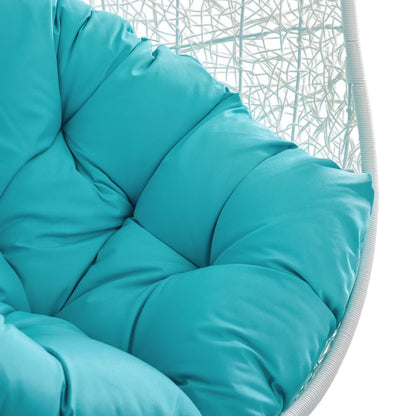 Hide Outdoor Patio Swing Chair With Stand in White Turquoise by Modway (2273)