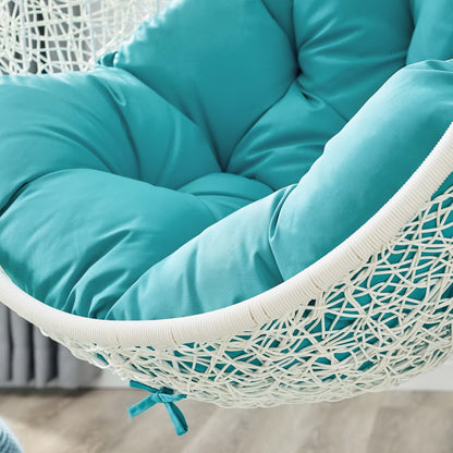 Hide Outdoor Patio Swing Chair With Stand in White Turquoise by Modway (2273)