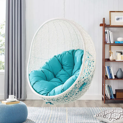 Hide Outdoor Patio Swing Chair With Stand in White Turquoise by Modway (2273)