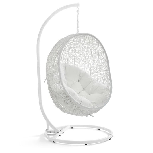 Hide Outdoor Patio Swing Chair With Stand in White by Modway (2273)