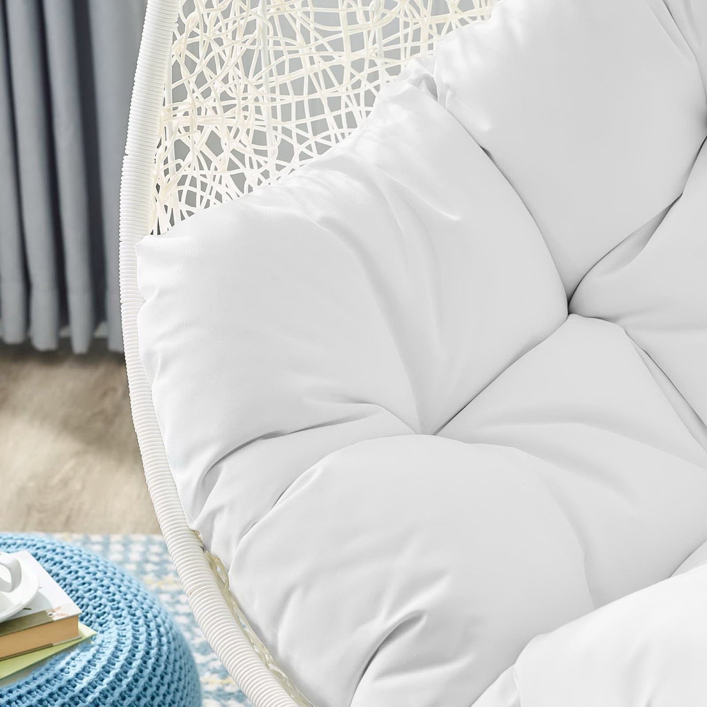 Hide Outdoor Patio Swing Chair With Stand in White by Modway (2273)