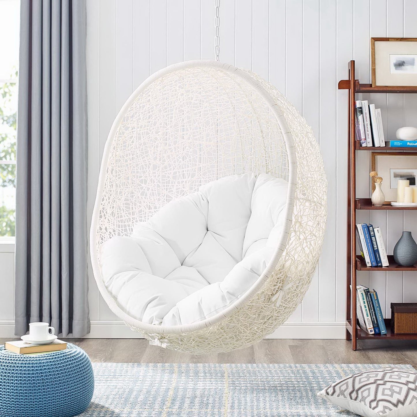 Hide Outdoor Patio Swing Chair With Stand in White by Modway (2273)