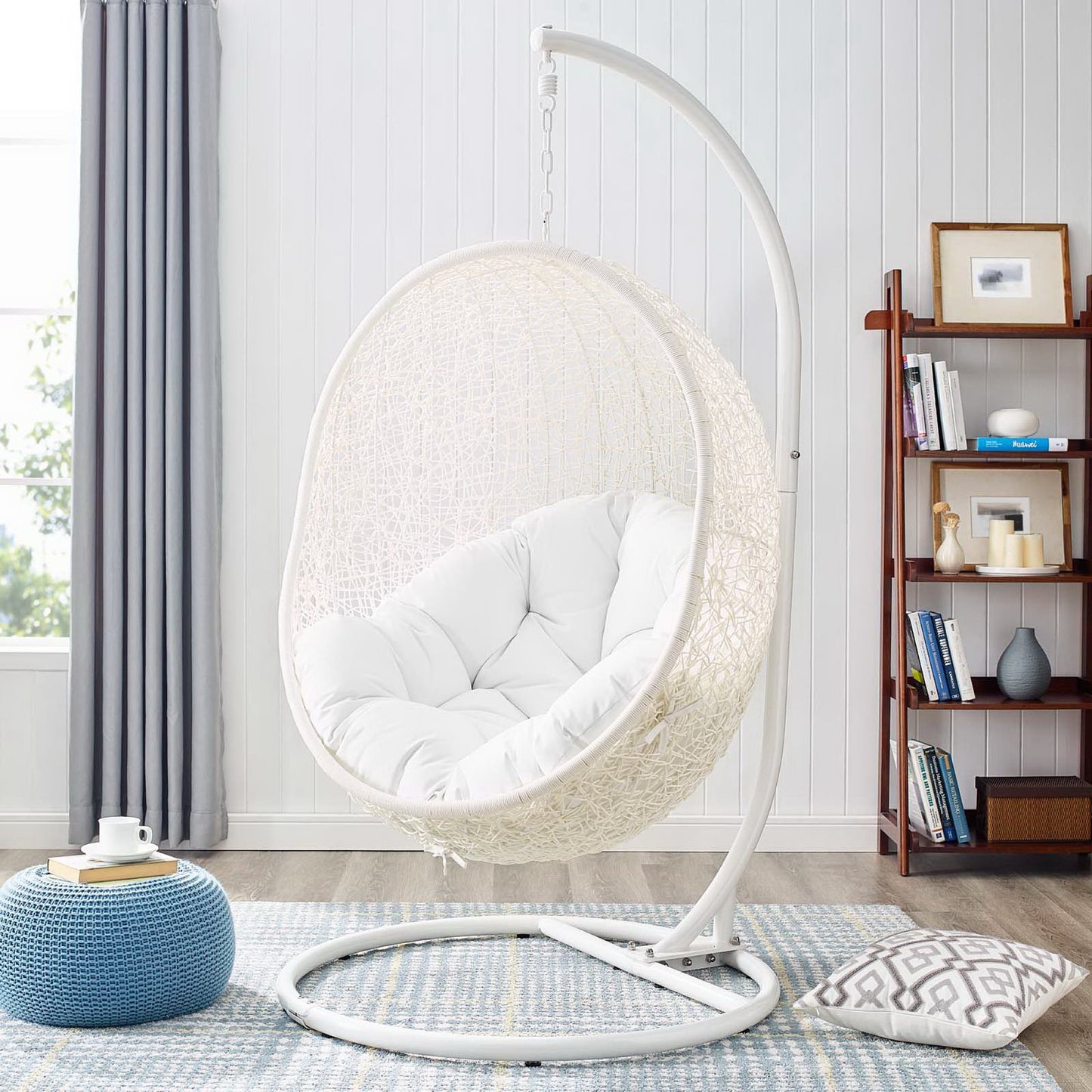 Hide Outdoor Patio Swing Chair With Stand in White by Modway (2273)