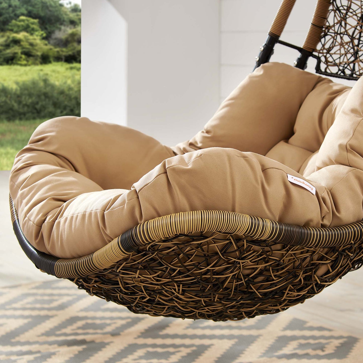 Abate Wicker Rattan Outdoor Patio Swing Chair in Black Mocha by Modway (2276)