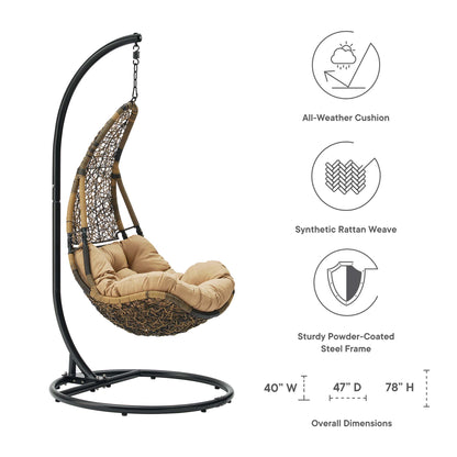 Abate Wicker Rattan Outdoor Patio Swing Chair in Black Mocha by Modway (2276)