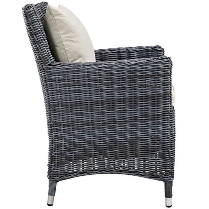 Summon 4 Piece Outdoor Patio Sunbrella Dining Set in Antique Canvas Beige by Modway (2314)