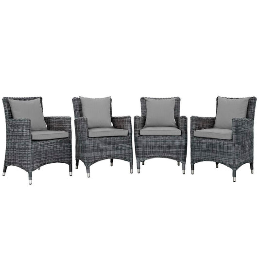 Summon 4 Piece Outdoor Patio Sunbrella Dining Set in Canvas Gray by Modway (2314)