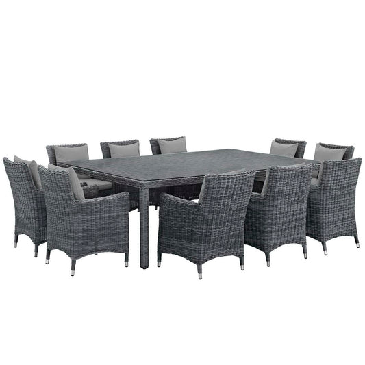 Summon 11 Piece Outdoor Patio Sunbrella Dining Set in Canvas Gray by Modway (2333)