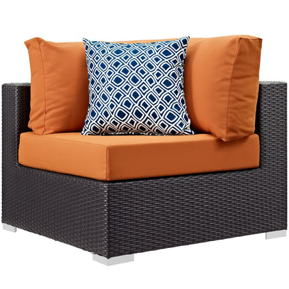 Convene 5 Piece Outdoor Patio Sectional Set in Espresso Orange by Modway (EEI-2362)