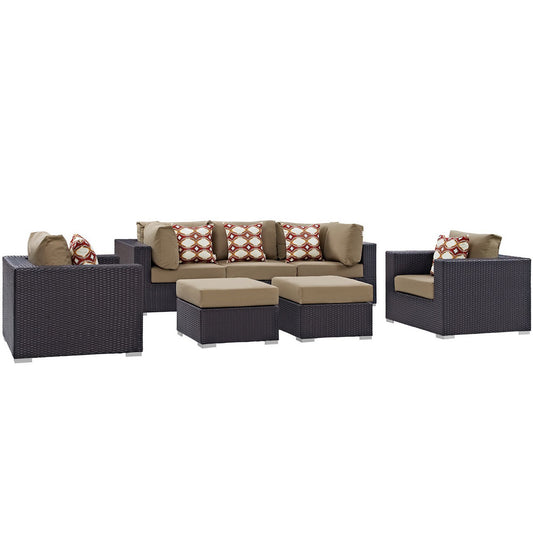 Convene 7 Piece Outdoor Patio Sectional Set in Espresso Mocha by Modway (EEI-2365)