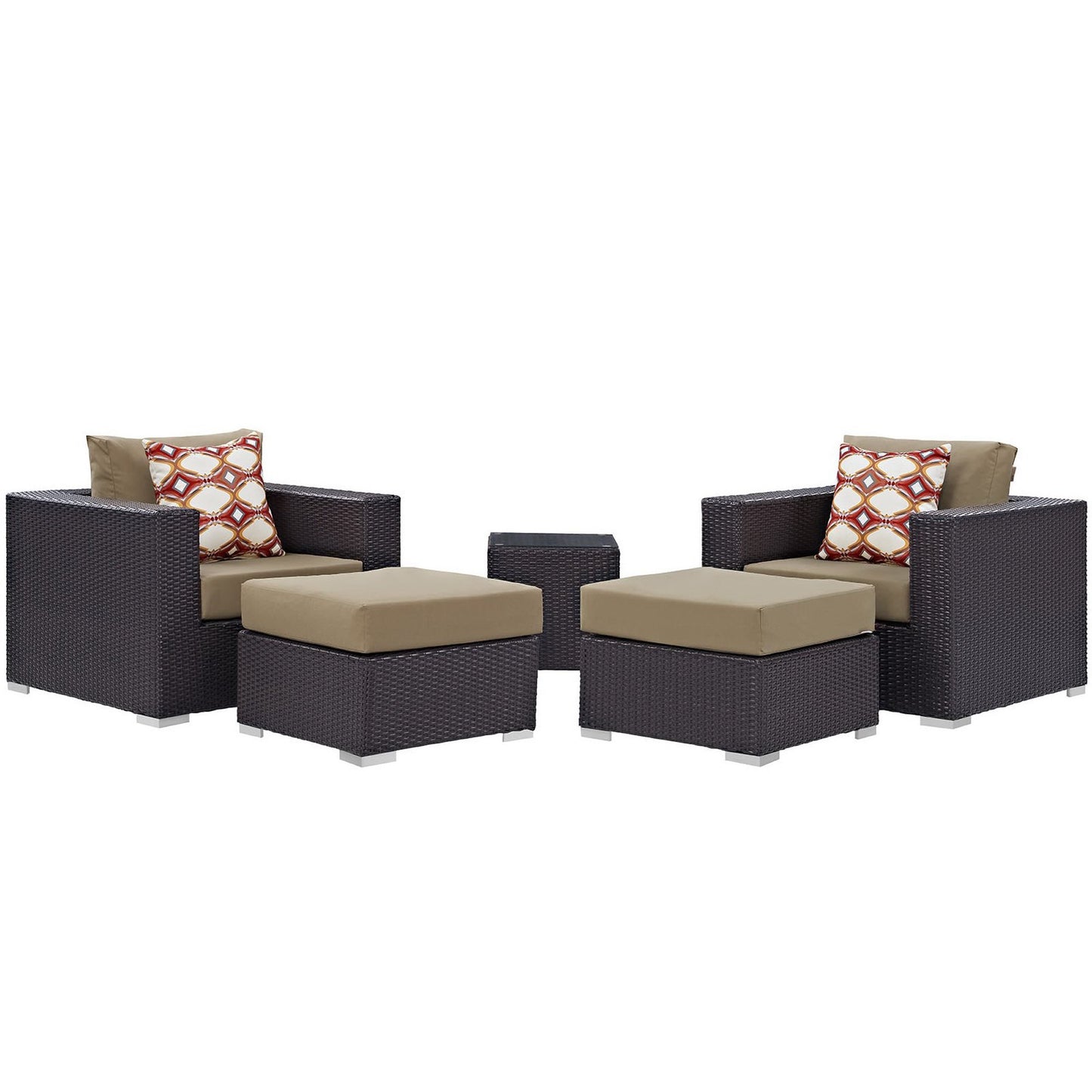 Convene 5 Piece Outdoor Patio Sectional Set in Espresso Mocha by Modway (EEI-2366)