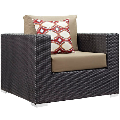 Convene 5 Piece Outdoor Patio Sectional Set in Espresso Mocha by Modway (EEI-2366)