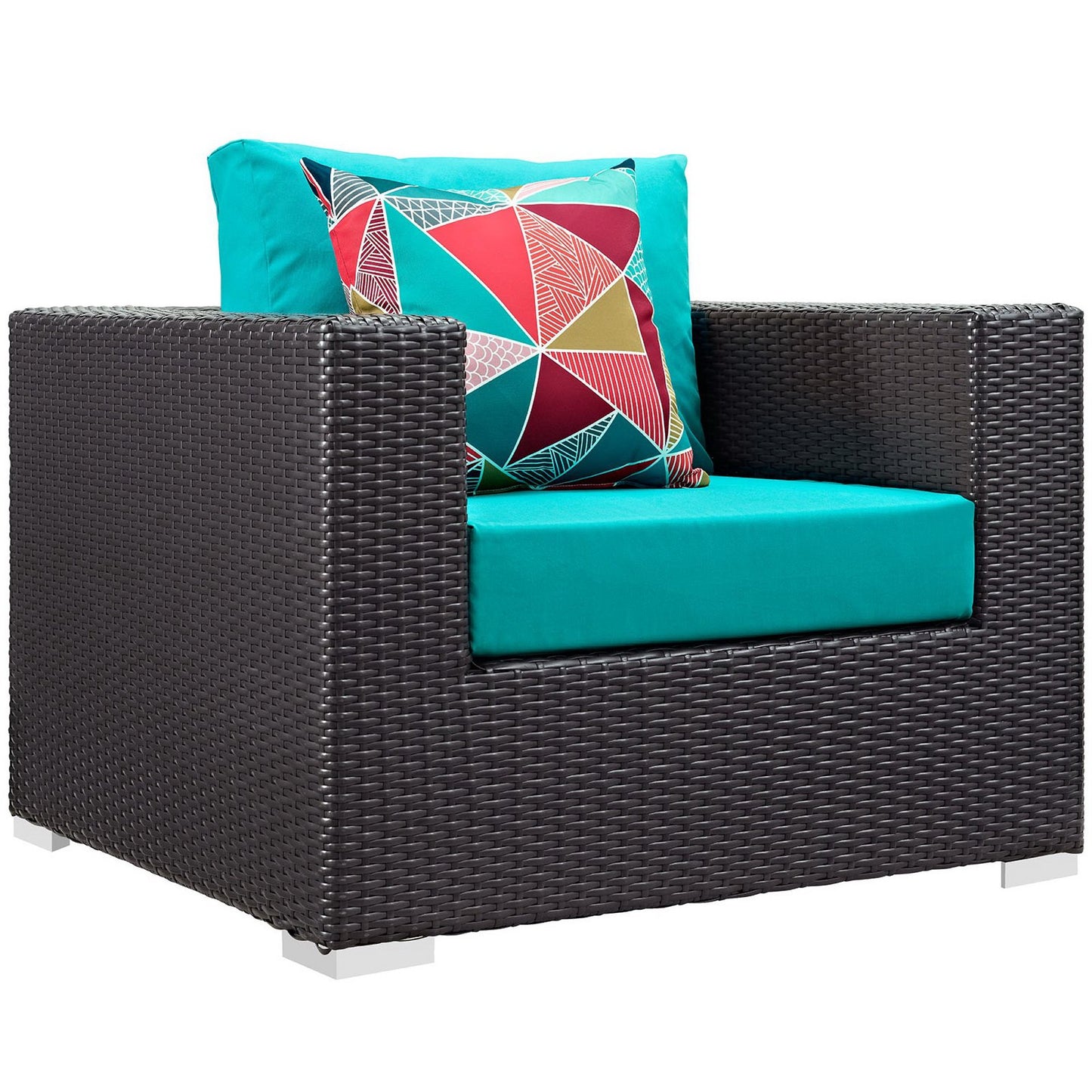 Convene 5 Piece Outdoor Patio Sectional Set in Espresso Turquoise by Modway (EEI-2366)
