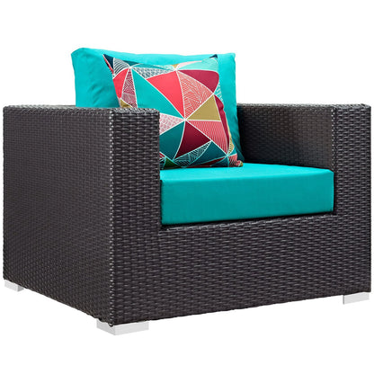 Convene 5 Piece Outdoor Patio Sectional Set in Espresso Turquoise by Modway (EEI-2366)