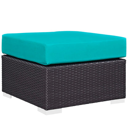 Convene 5 Piece Outdoor Patio Sectional Set in Espresso Turquoise by Modway (EEI-2366)